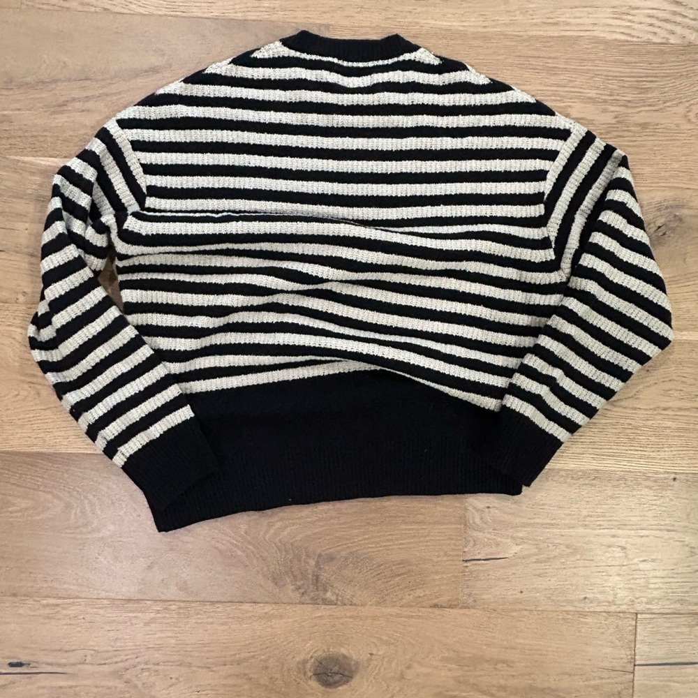 Allsaints Navy and Cream Striped Sweater